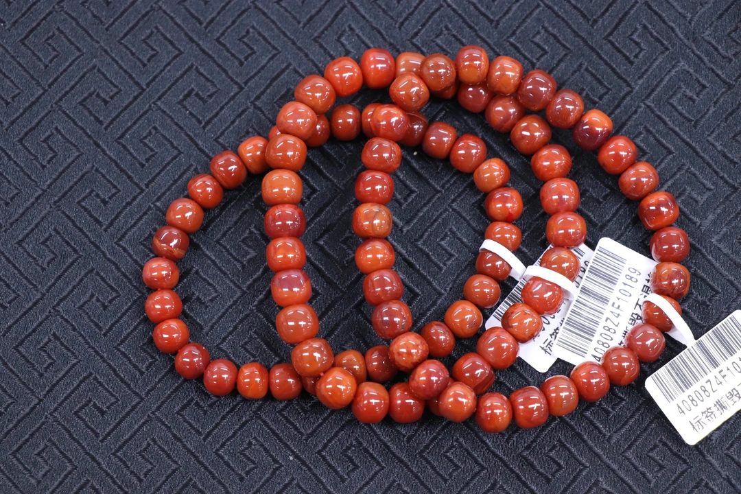 原矿无优化天然南红瓦西玫红火焰纹老型单圈7mm左右多样性发一串