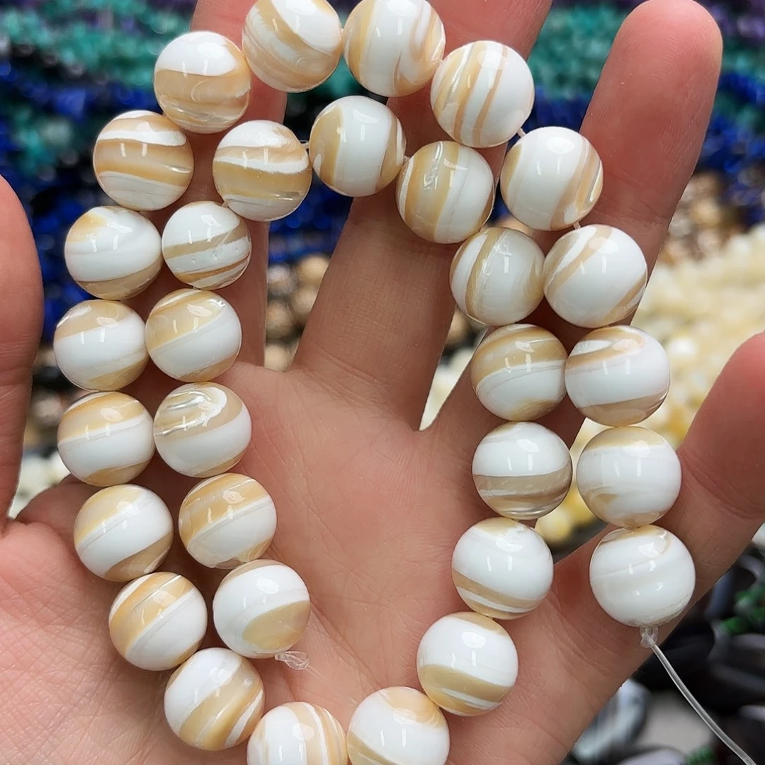 玛瑙/玉髓未镶嵌珠宝半成品卡13马蹄螺圆珠一条