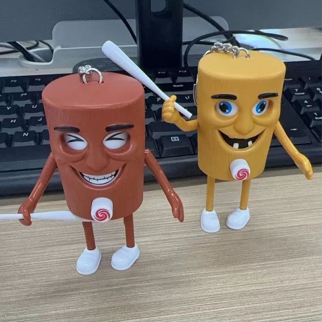 【蜡笔】通通通木棍人变脸钥匙扣挂件玩具外国山海经按压变脸公仔