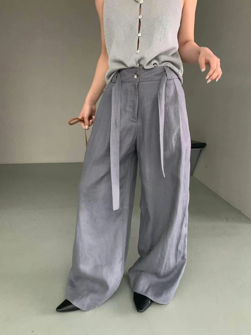 【清仓款】腰带亚麻休闲裤XKSL2411123