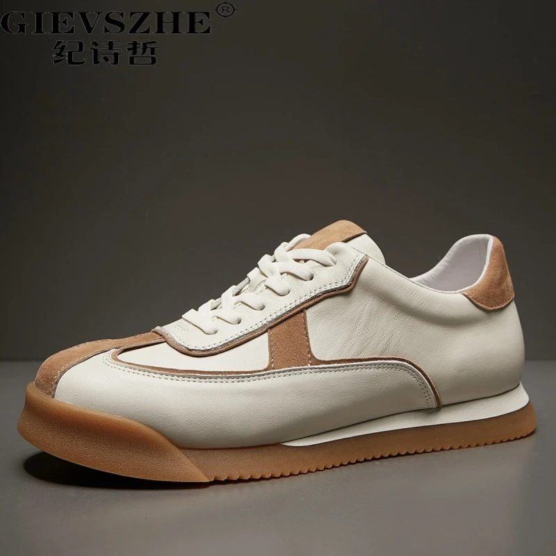 纪诗哲轻奢高端阿甘鞋男真皮透气极简德训鞋复古透气男士秋季德训