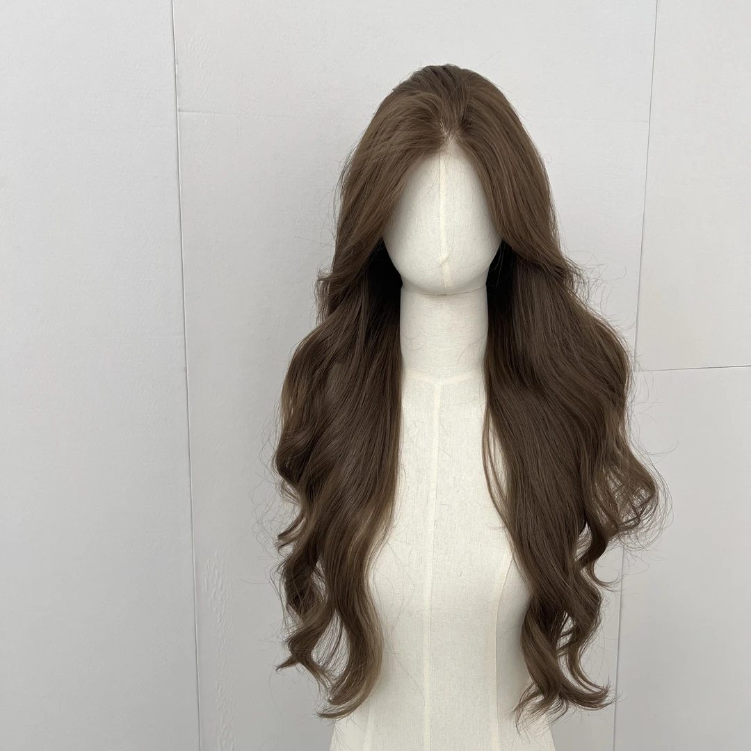 热迪专属冷棕色白羊座3.0（进口丝）68厘米水波纹蕾丝假发