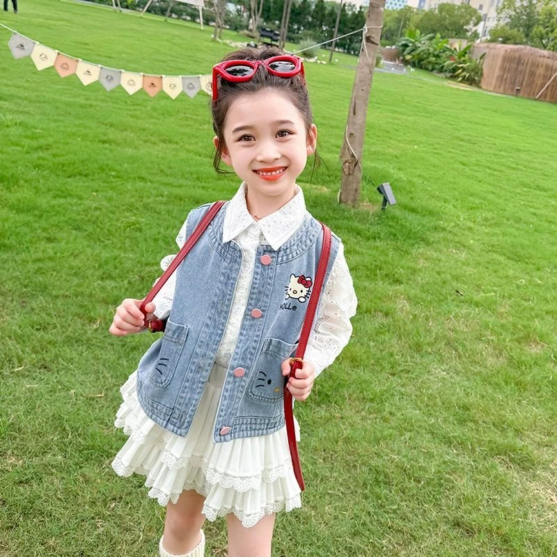 女童牛仔纯棉马甲春秋款新款女宝宝洋气外穿秋季背心儿童秋装马夹