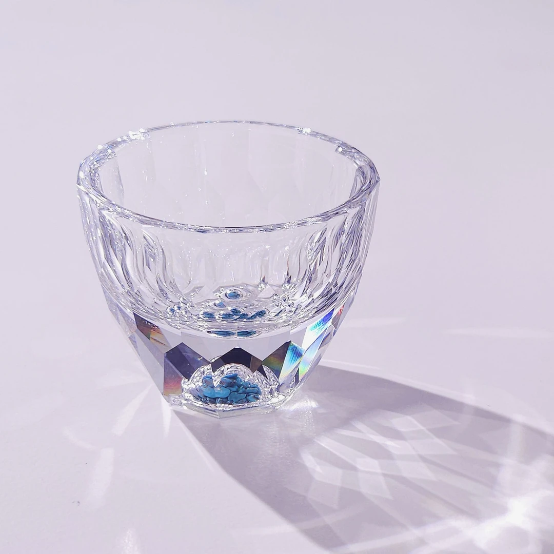 钻石切面茶杯花瓣杯手工透明创意主人杯个性无铅耐热轻奢家用彩色