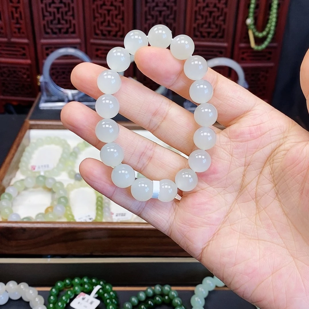和田玉手串未镶嵌白玉11