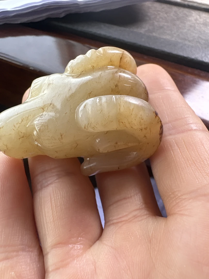 羊头拐杖杖首和田玉品相好