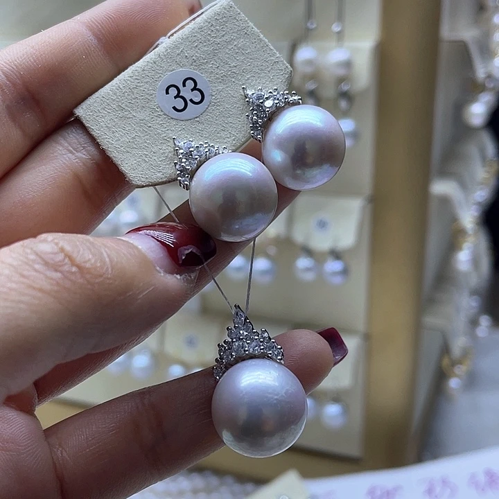 淡水珍珠耳饰银S925镶嵌