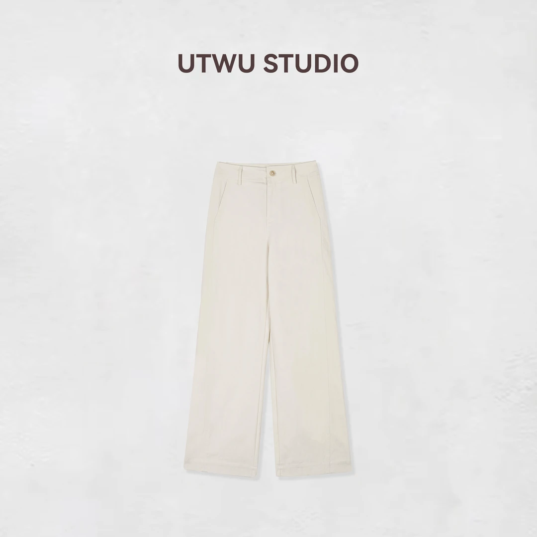UTWU小敏「贵妇裤」夏季新款棉混纺休闲老钱风比例直筒裤S25K1040