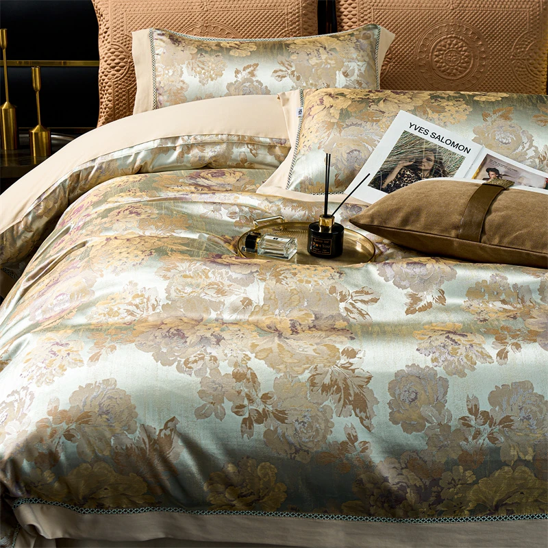 （爆款）温柔时光-轻奢贡缎提花床上四件套春夏秋冬不滑床（M401）