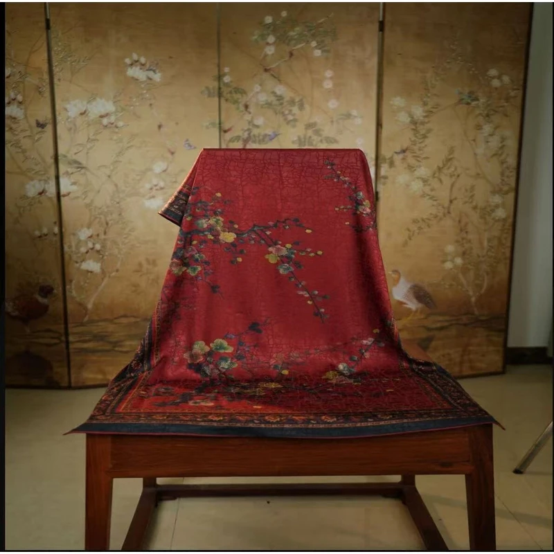 C182【七彩腊梅】70*180香云花萝中国风长丝巾复古春夏百搭披肩