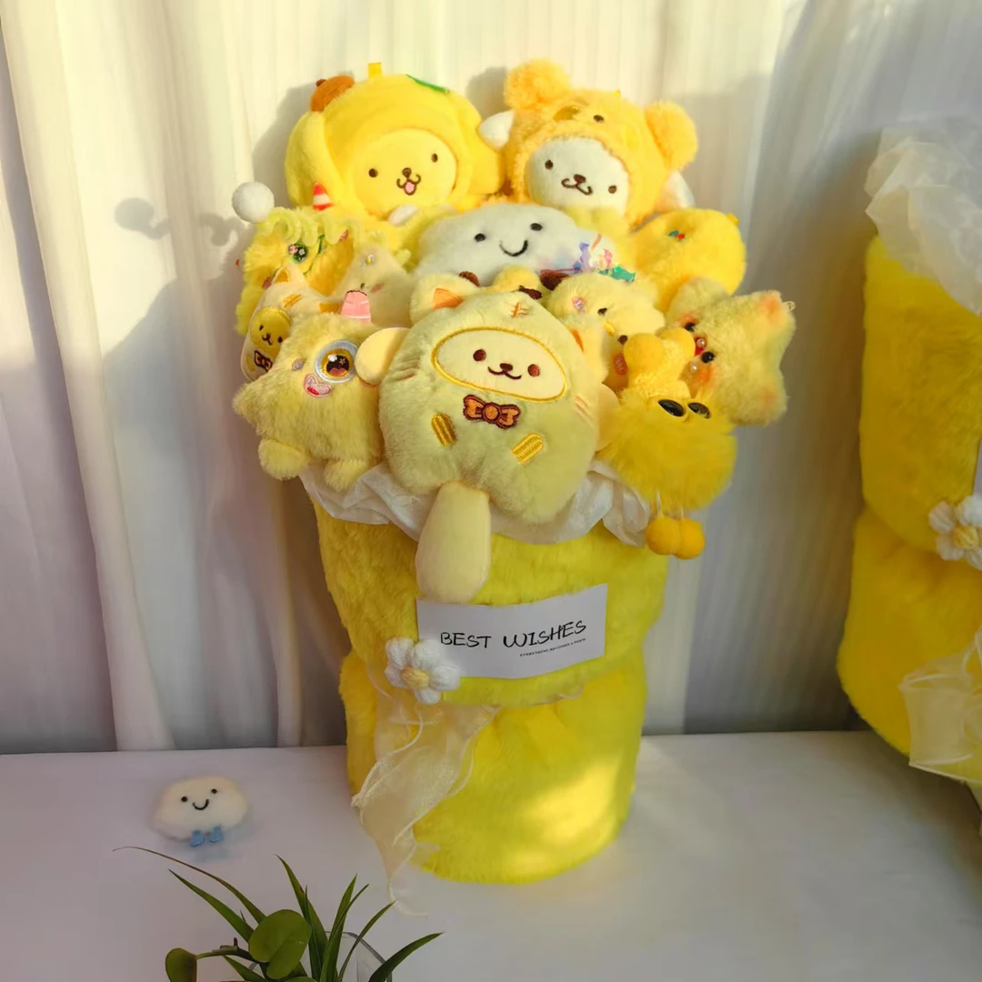 初见原创布丁狗创意花束毛绒公仔花束卡通玩偶生日礼物闺蜜手工