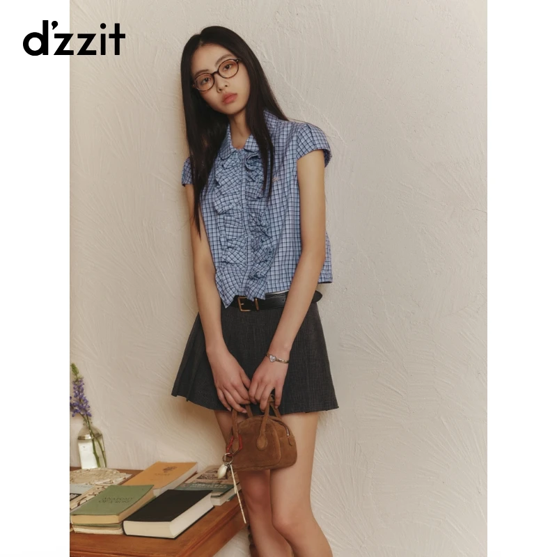【商场同款新品】dzzit地素半身裙25夏时髦廓形格纹短裙女3J2S221