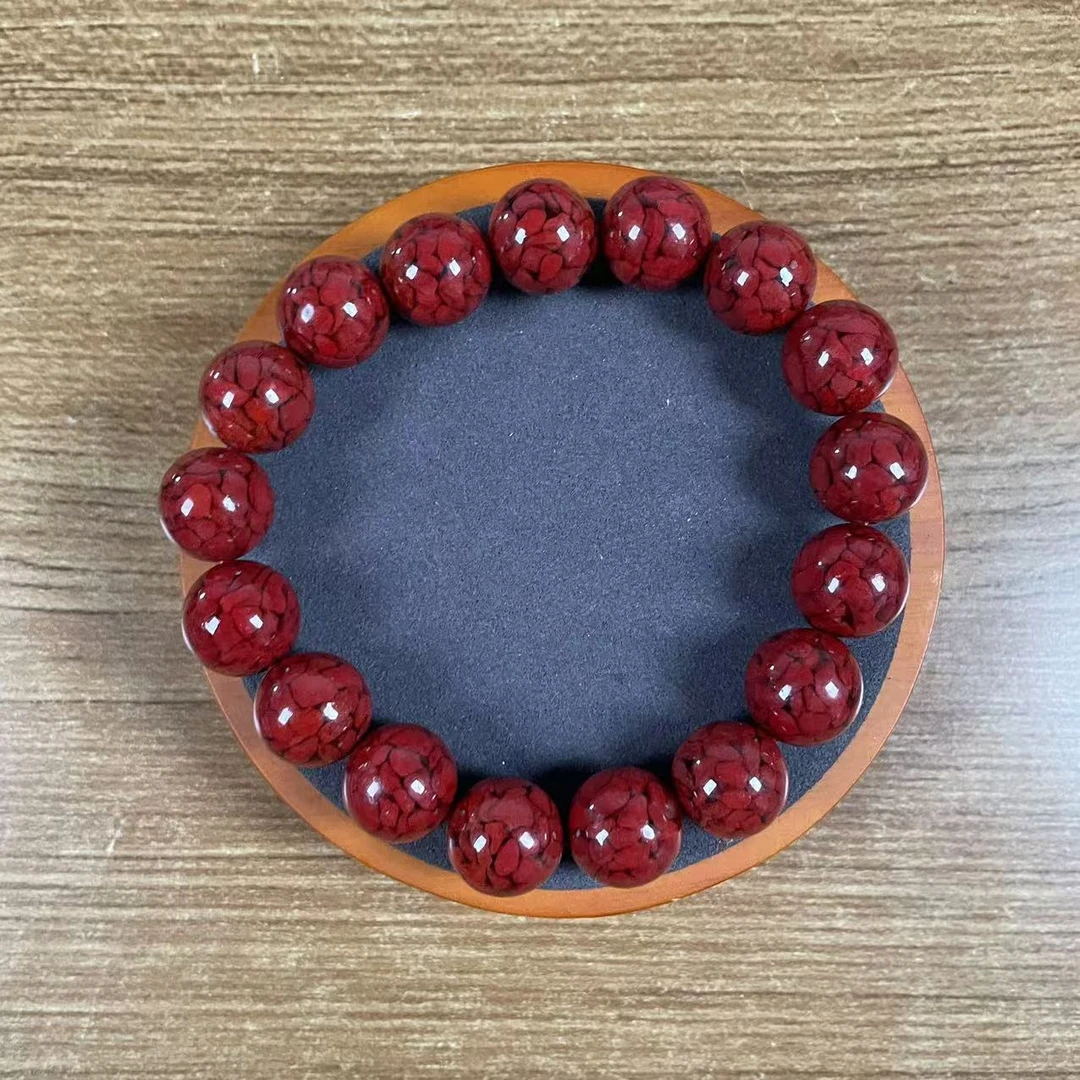 含辰砂工艺品卡12mm经典晶体砂大颗粒单圈素圈手串