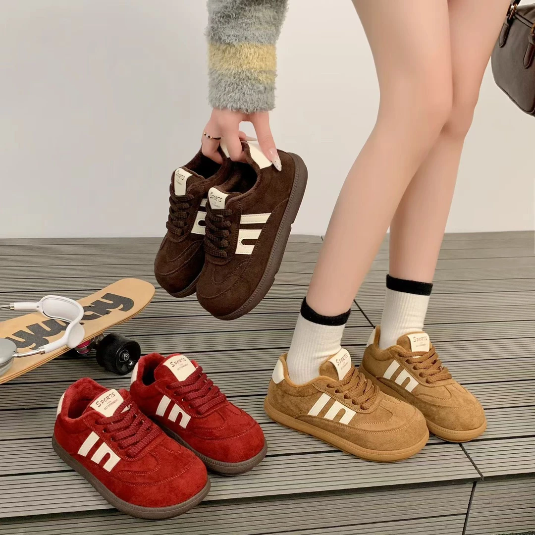 小敏家 爆款超火复古绒面德训鞋 韩版ins潮流系带休闲运动板鞋