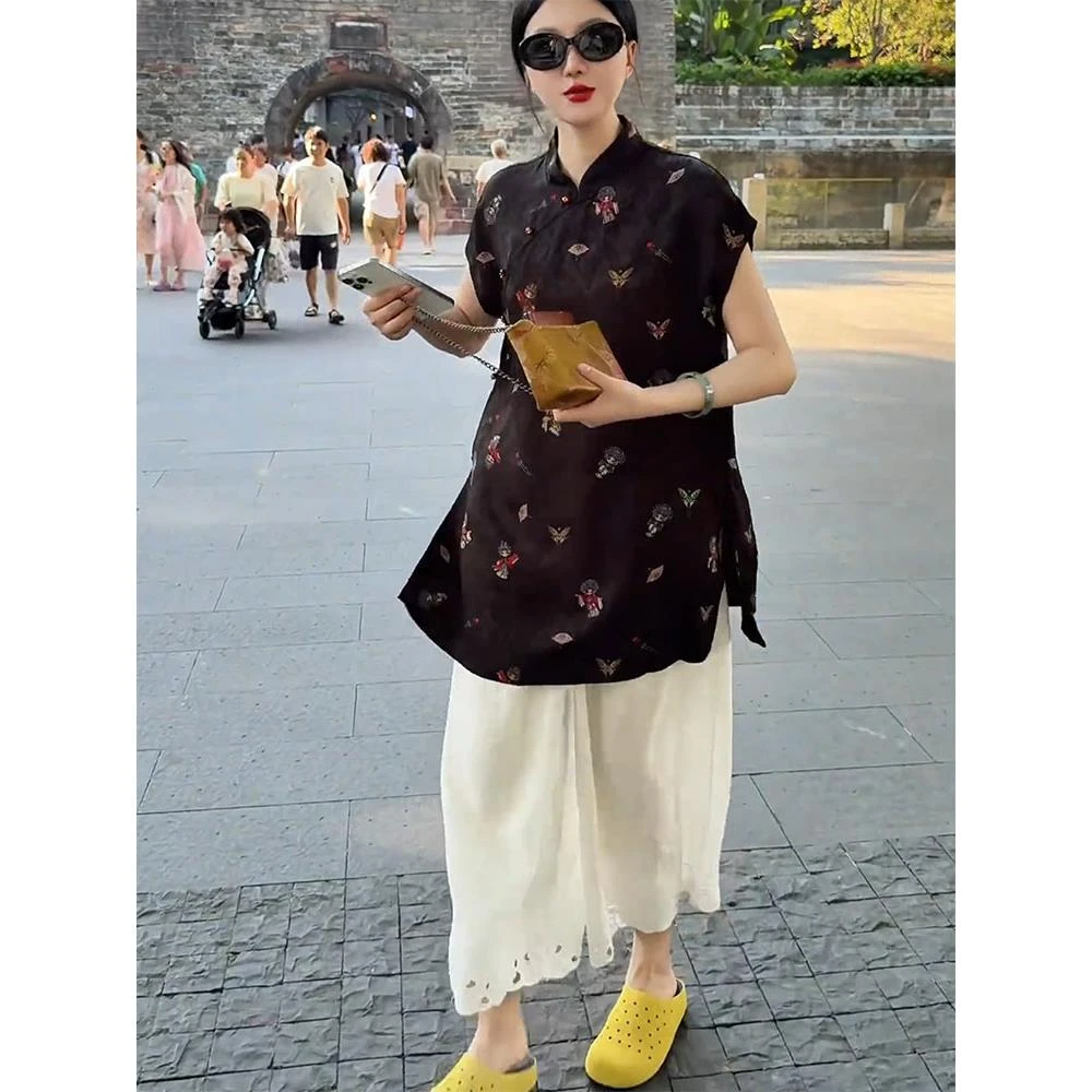 新中式国风年轻款复古改良唐装高级感2025年夏季超火新款上衣小衫