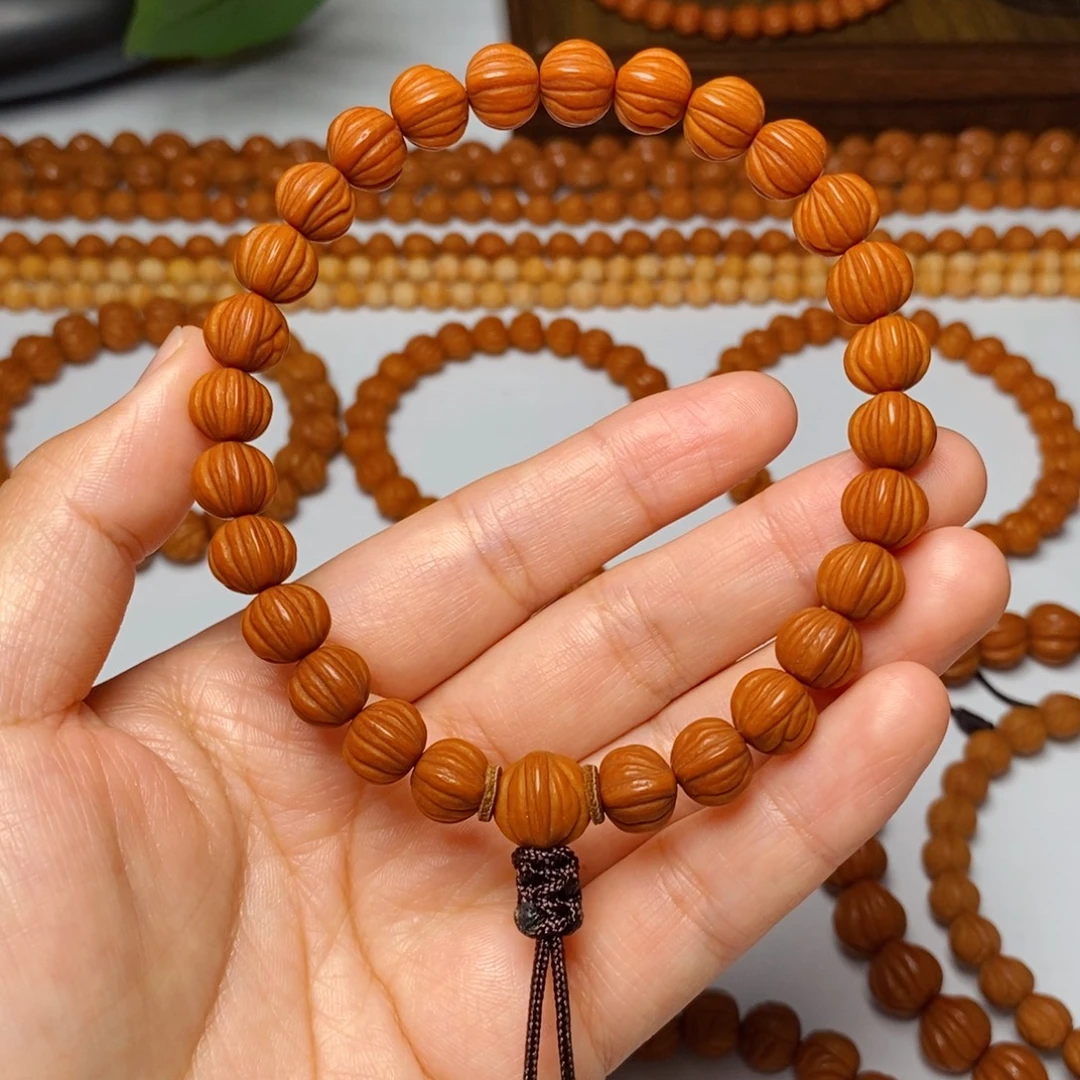 桃核手串9mm野生通天纹8棱27颗手持