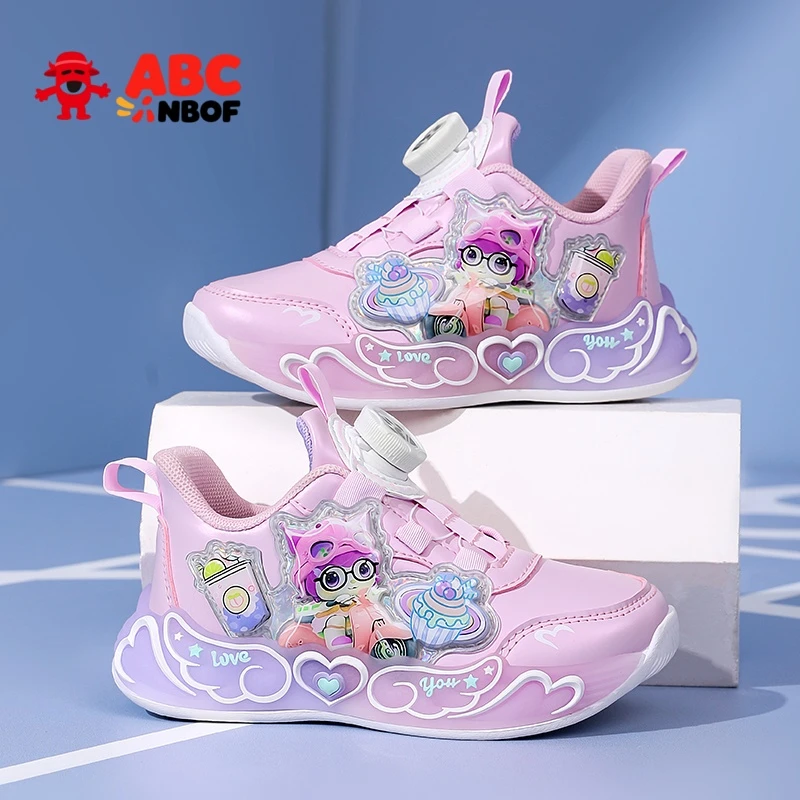 ABC NBOF儿童运动鞋女孩子3-12岁秋季新款跑步鞋中学生皮面公主鞋