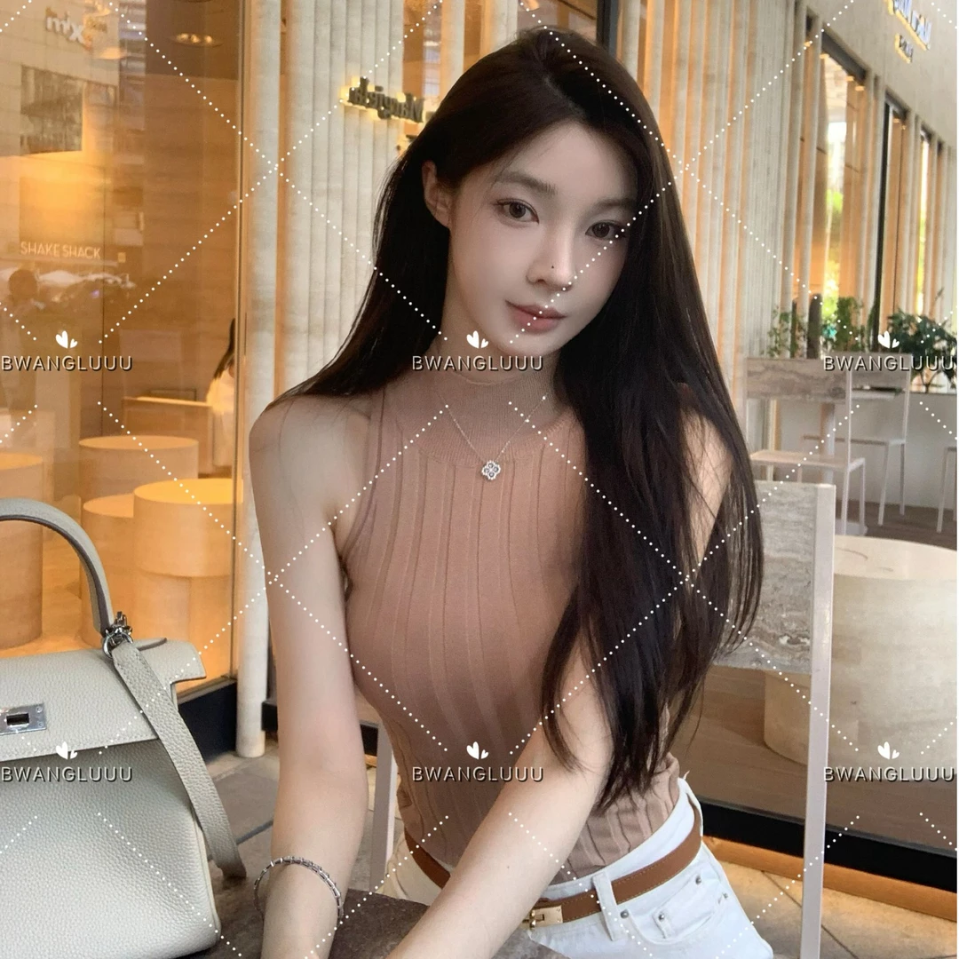 【徐徐啊】至简甜欲-高智出门穿搭休闲气质半高领无袖坑条纹上衣