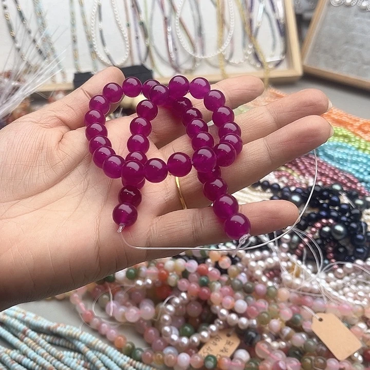 玛瑙/玉髓珠宝半成品未镶嵌一条10mm红宝