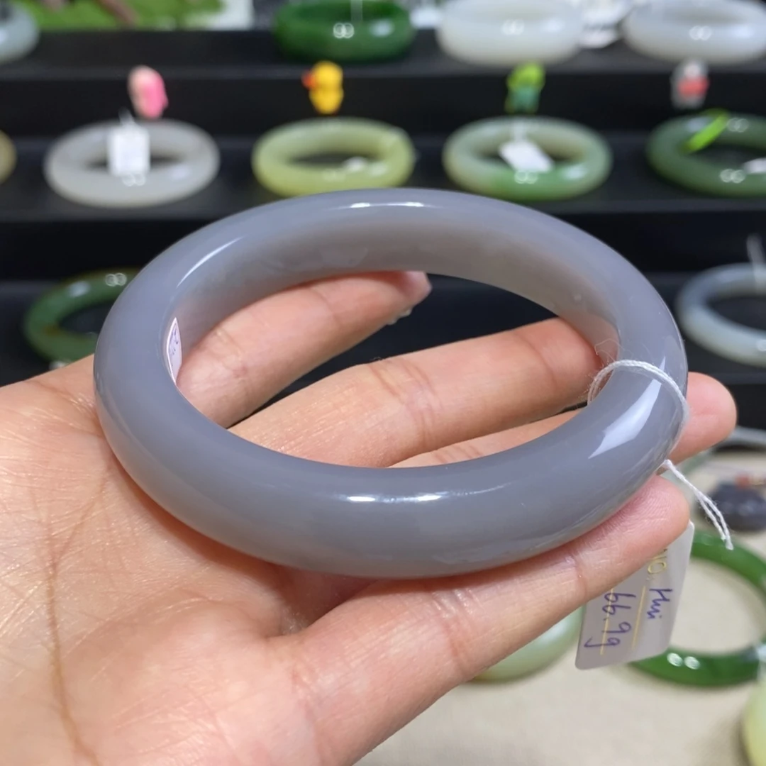 和田玉手镯未镶嵌浓烟紫正圈手镯