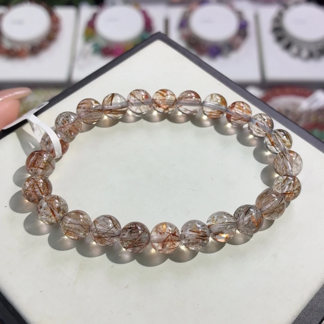 水晶未镶嵌手串黑金超七7+