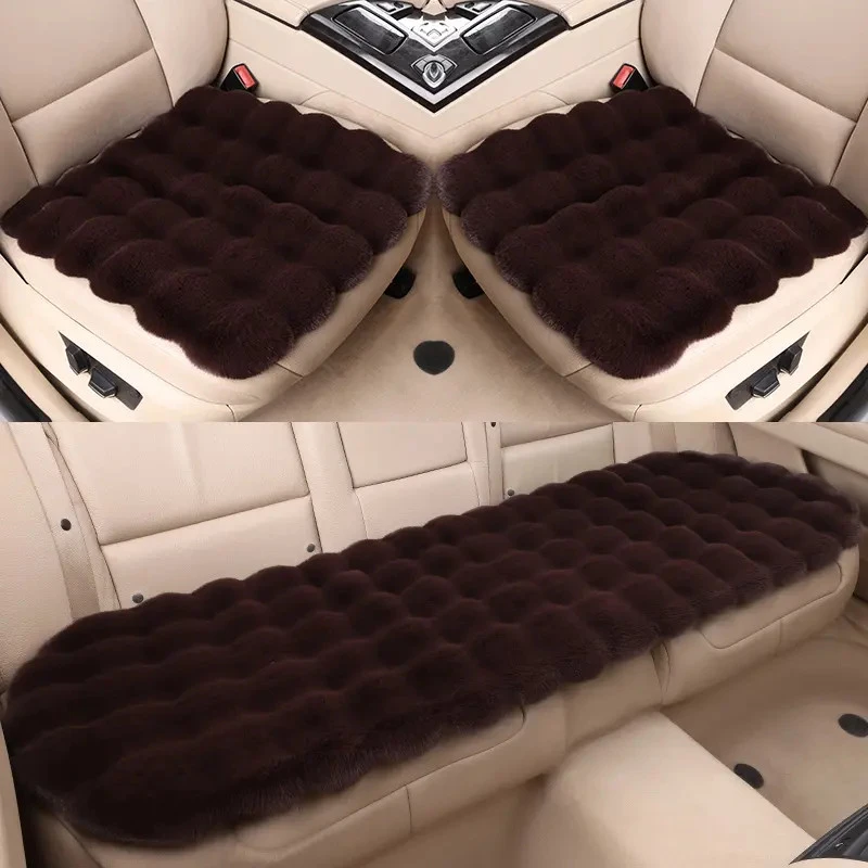 毛绒坐垫三件套新款泡泡绒汽车座垫加厚保暖秋冬防滑通用汽车坐垫