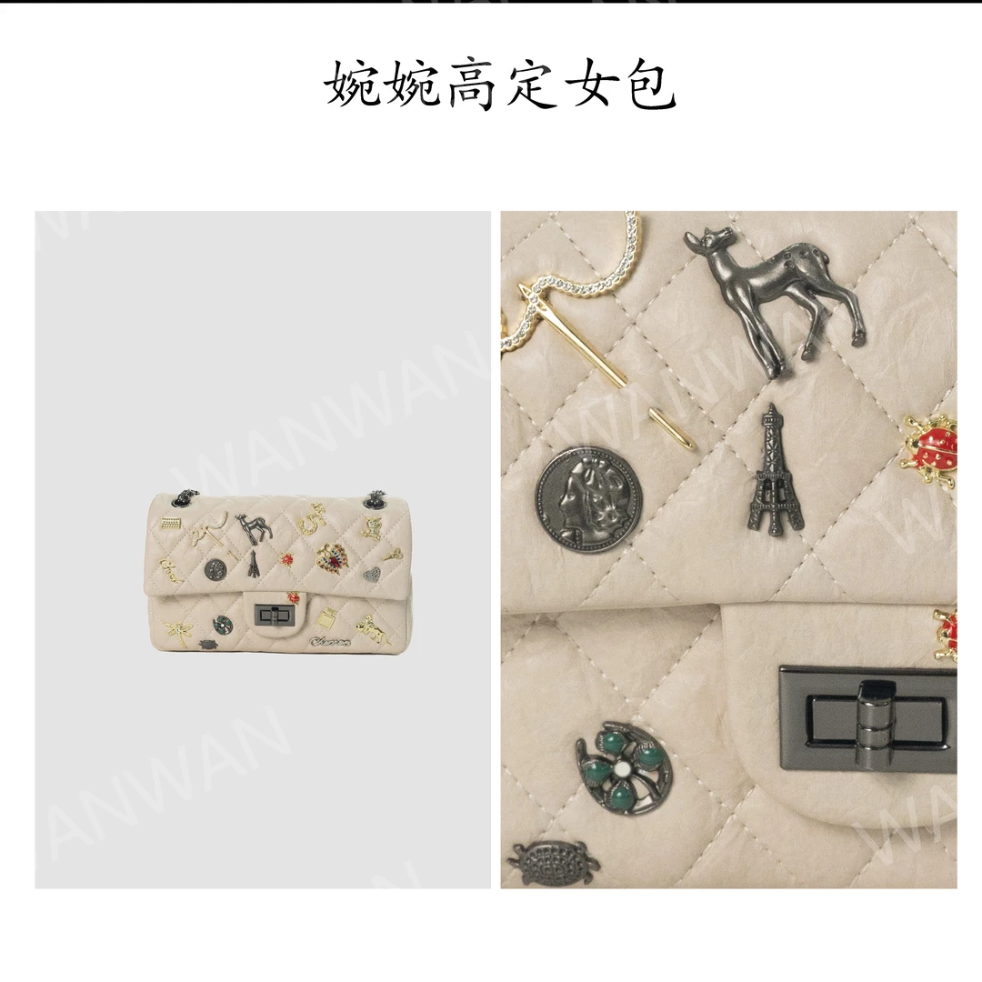 2025新款高级轻奢单肩斜挎女包E77白色