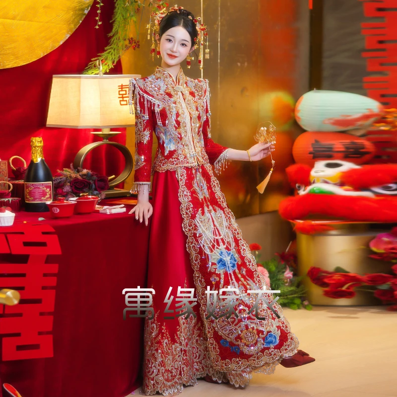 新款2025秀禾服奢华大摆中式新娘结婚嫁衣显瘦重工出阁礼服迎亲服