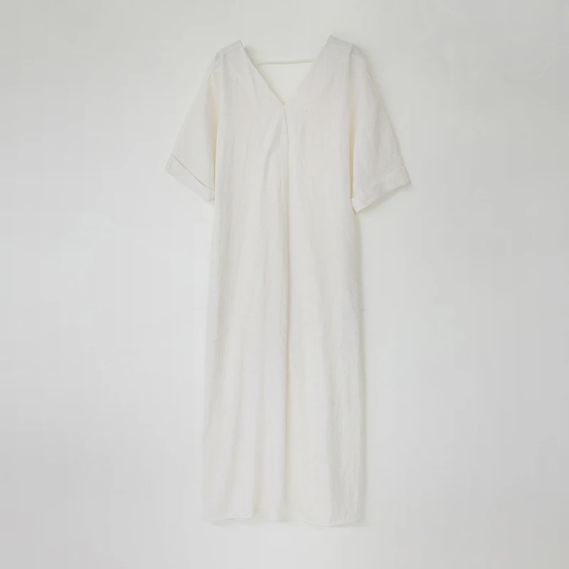 Aurora丨法式V领短袖T恤群2025夏季新款慵懒感居家连衣裙