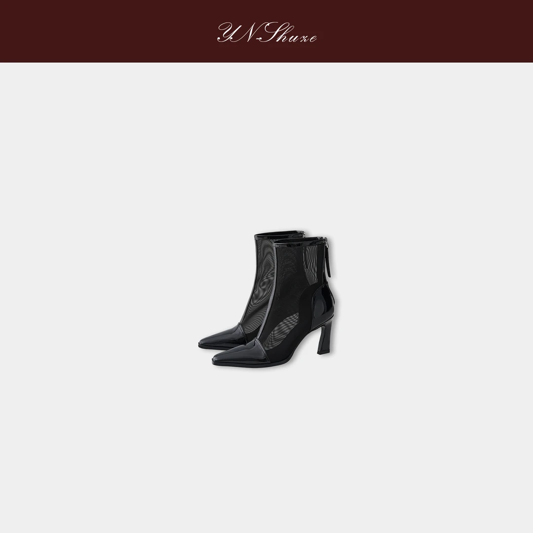 YN-SHUZE气质法式高跟镂空尖头靴SZ-YNB-DP0769
