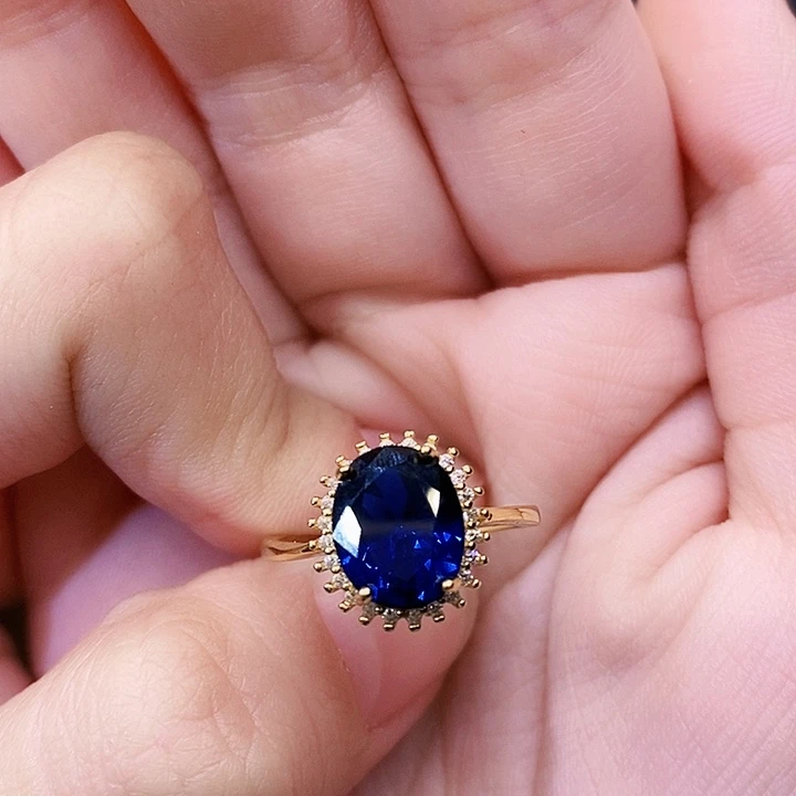 戒指银S925镶嵌蓝宝石