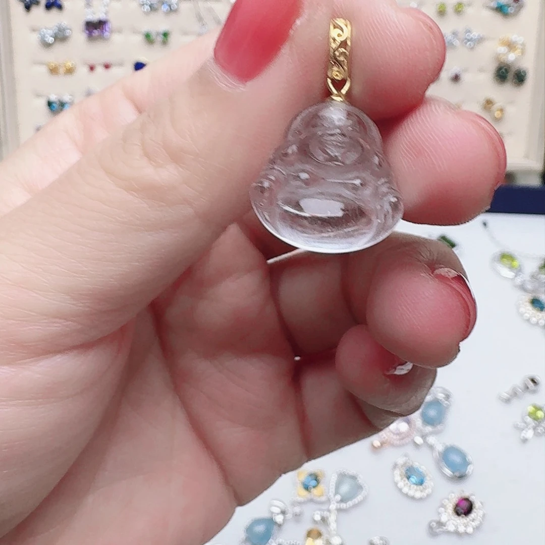 水晶吊坠(不含链)银S925镶嵌吊坠