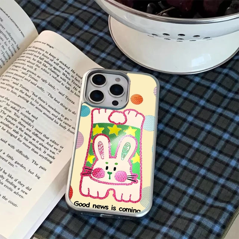 新款波点星兔鎏金手机壳适用苹果17/16pro小米15红米note14荣耀13