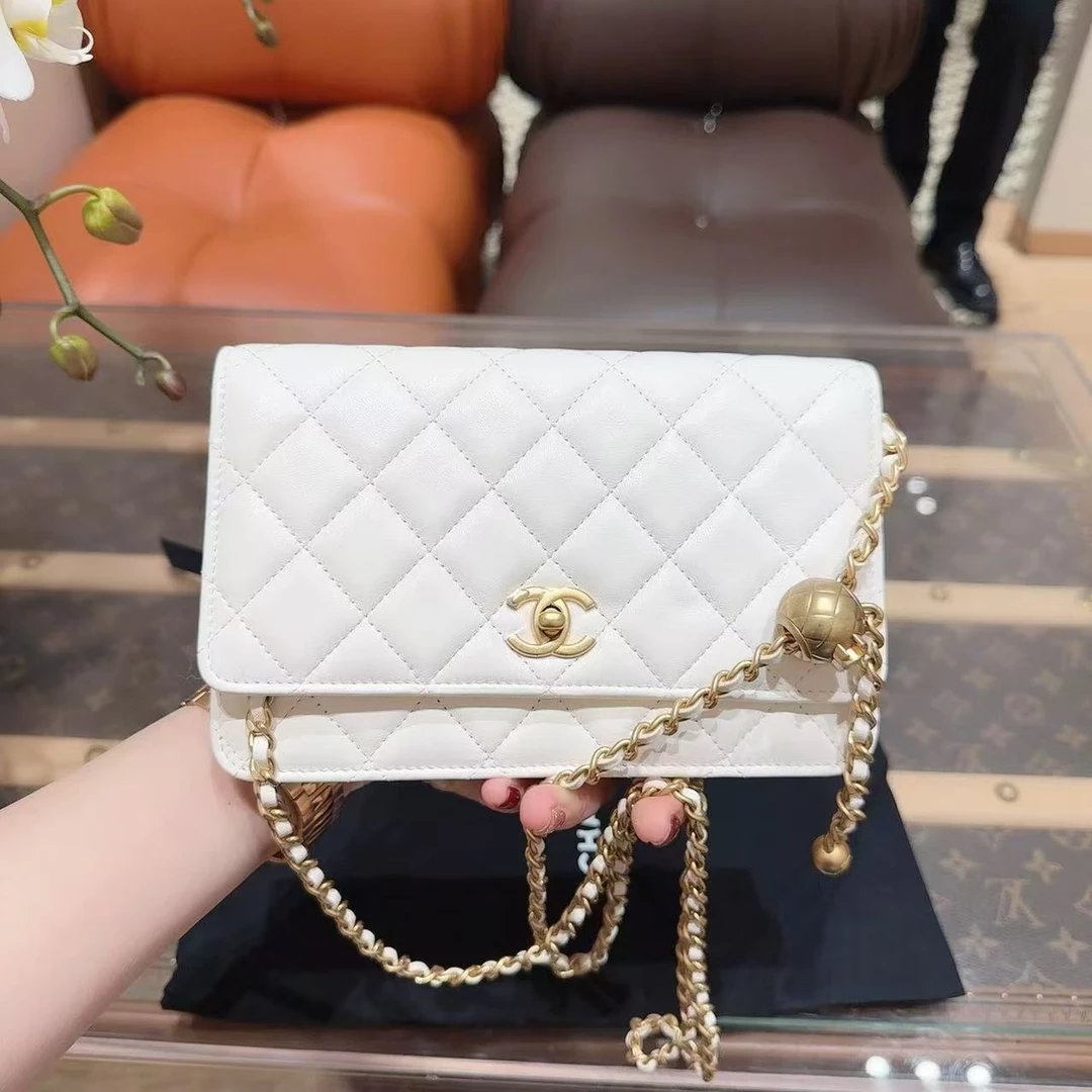 全新未使用 Chanel/香奈儿 小金球woc 白色金扣