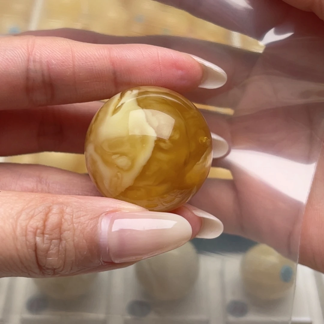 未镶嵌琥珀裸石涅*！蜜蜡圆珠 思思