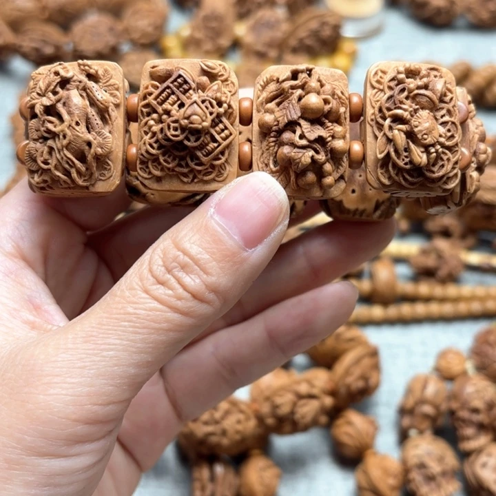 核桃手串/手链楠*南桃核雕刻吉祥八宝手牌