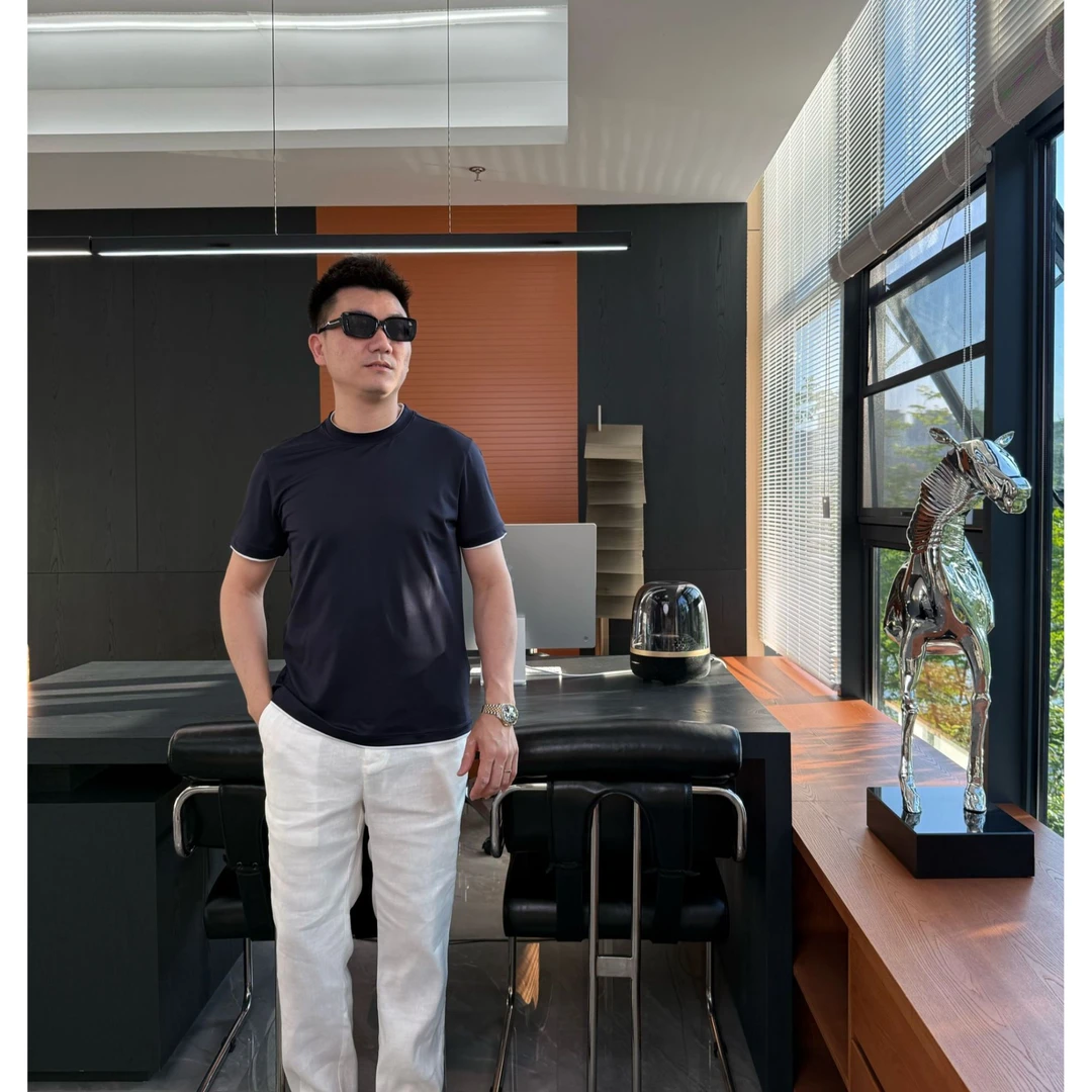 陆老板-2025夏季新品休闲时尚男士圆领短袖-JA-05439