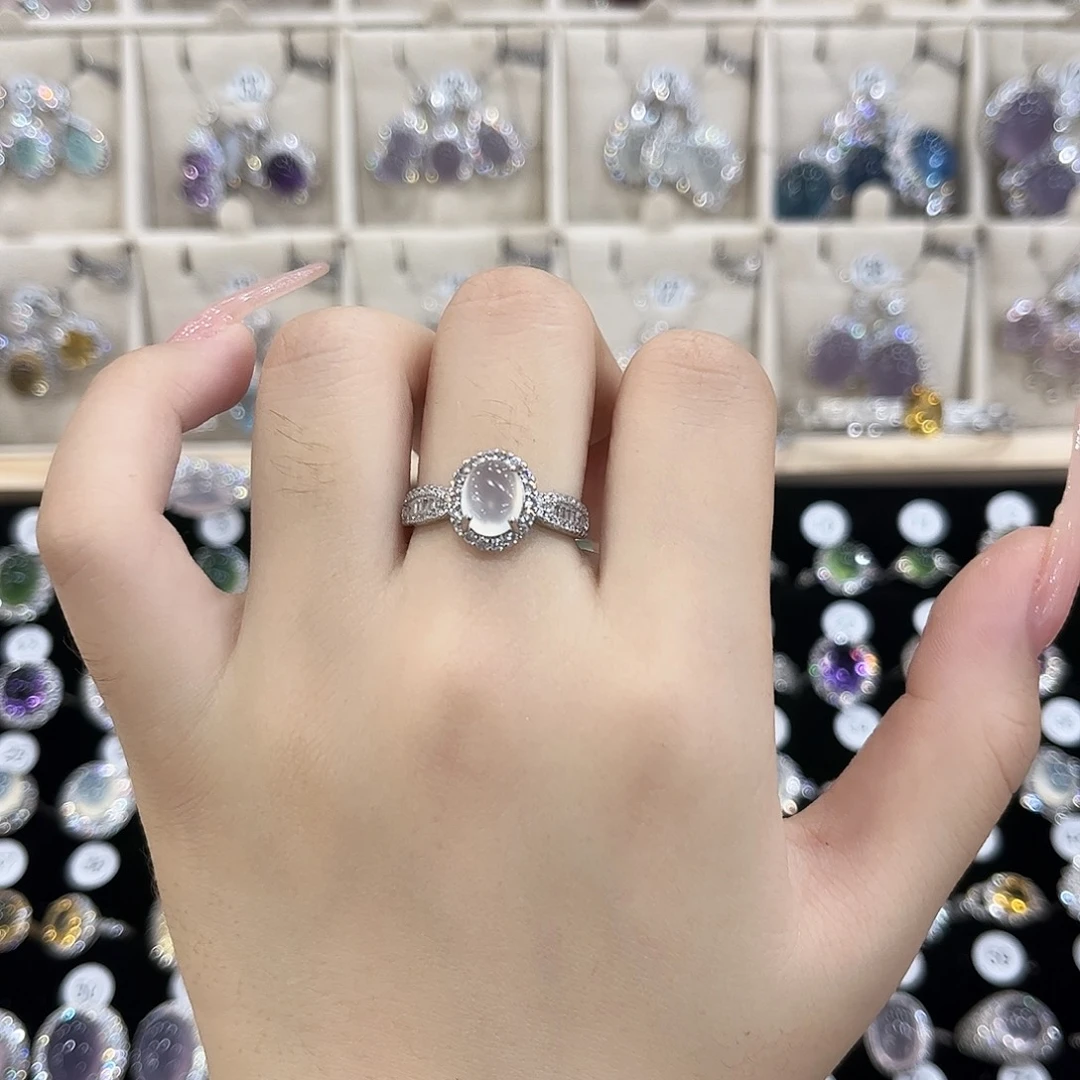 岫玉银S925镶嵌戒指经典小蛮腰