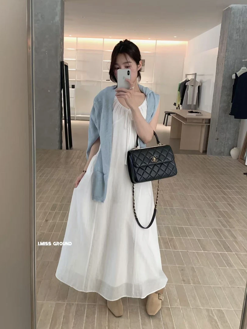 imiss@70602 韩系仙女气质温柔U领蓬蓬背心裙（裙长124左右）7-4