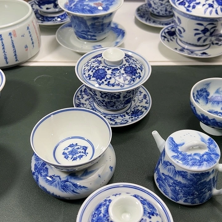 轩***仔微瑕柴窑工笔山水小缸杯2