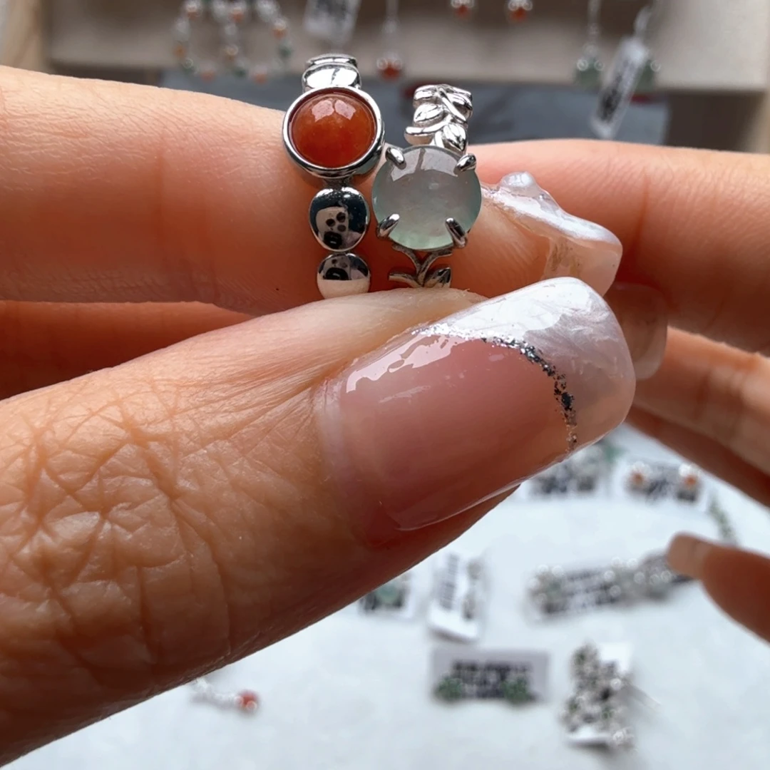 翡翠银S925镶嵌戒指443444