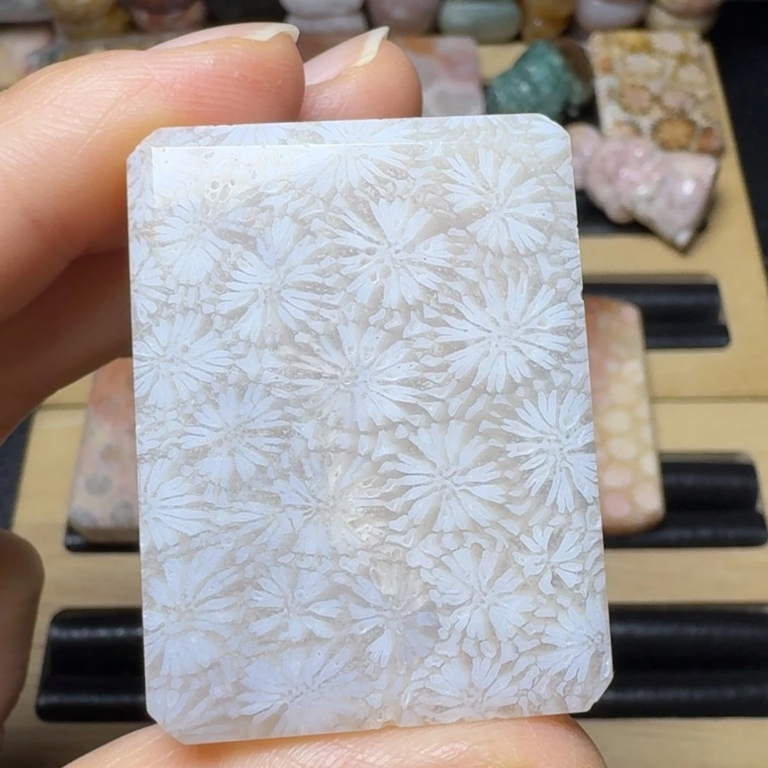 硅化玉冰透雪花未镶嵌