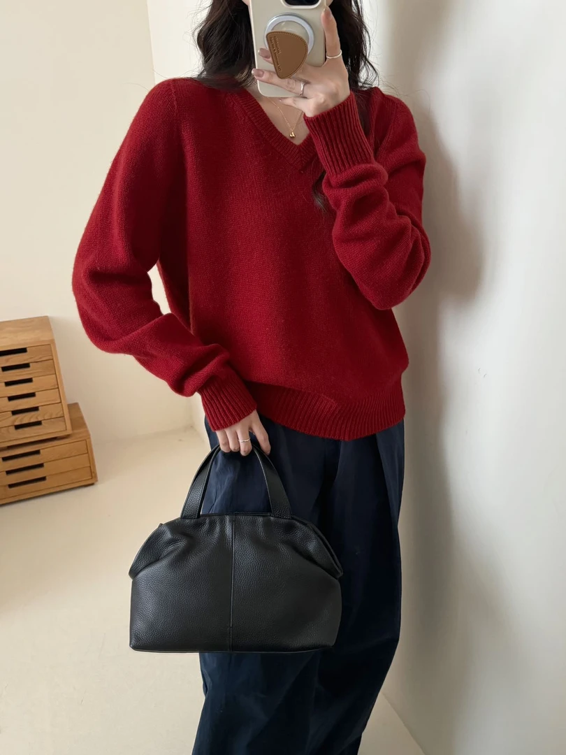 【麦子家】春款8806-糖果系简约洋气V领羊毛衫