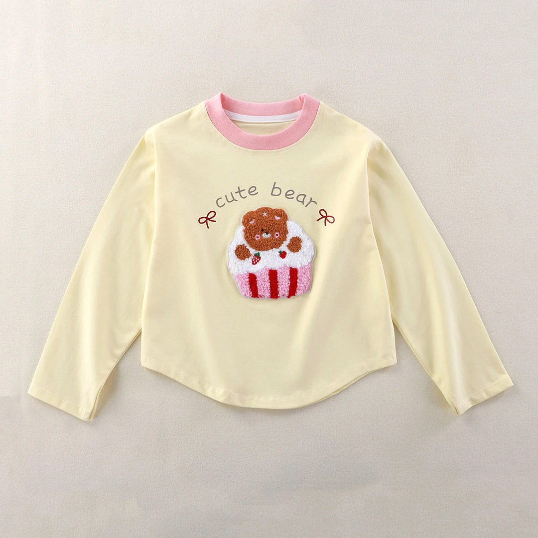 儿童秋装2025女童长袖上衣宝宝帖绣打底衫a类童装男童秋装儿童t恤