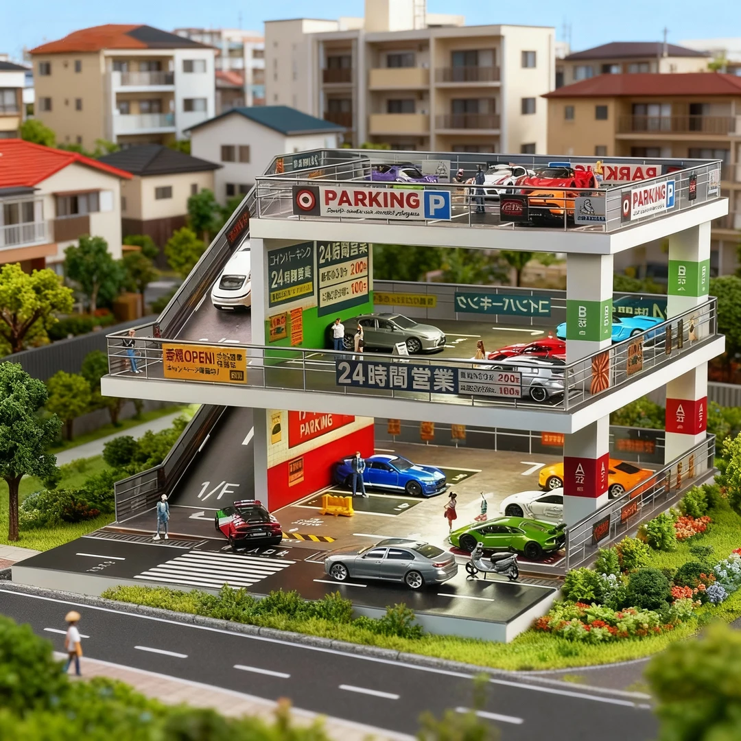 适用多美卡小汽车展示盒斜坡停车场玩具车库微缩场景收纳展示柜