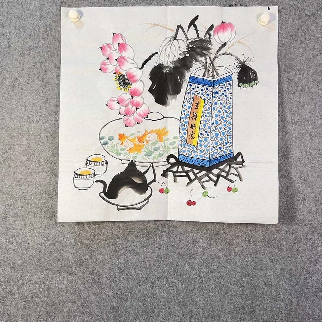 国画106 花鸟等各种花卉图案为一体