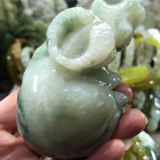 岫玉未镶嵌手把老油翠