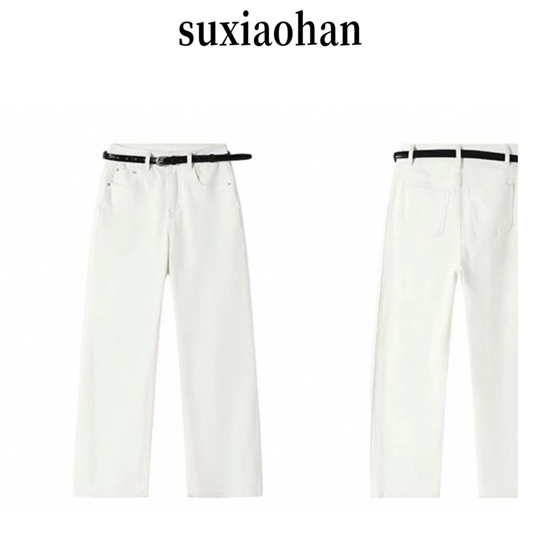 【赠腰带】SUXIAOHAN秋冬新款显瘦百搭休闲高腰直筒牛仔裤女款667