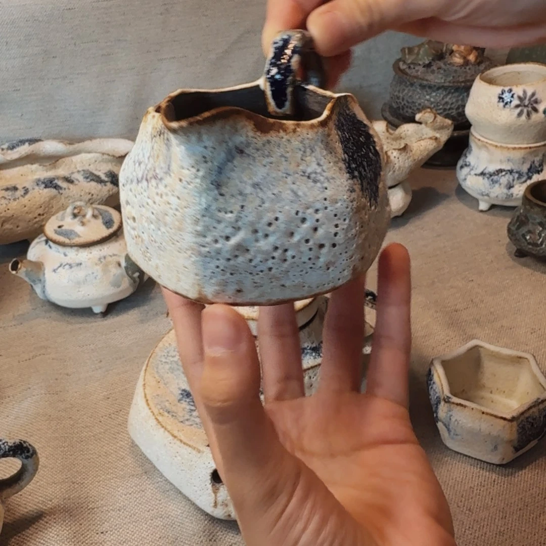 粉引六方公道杯一只一只