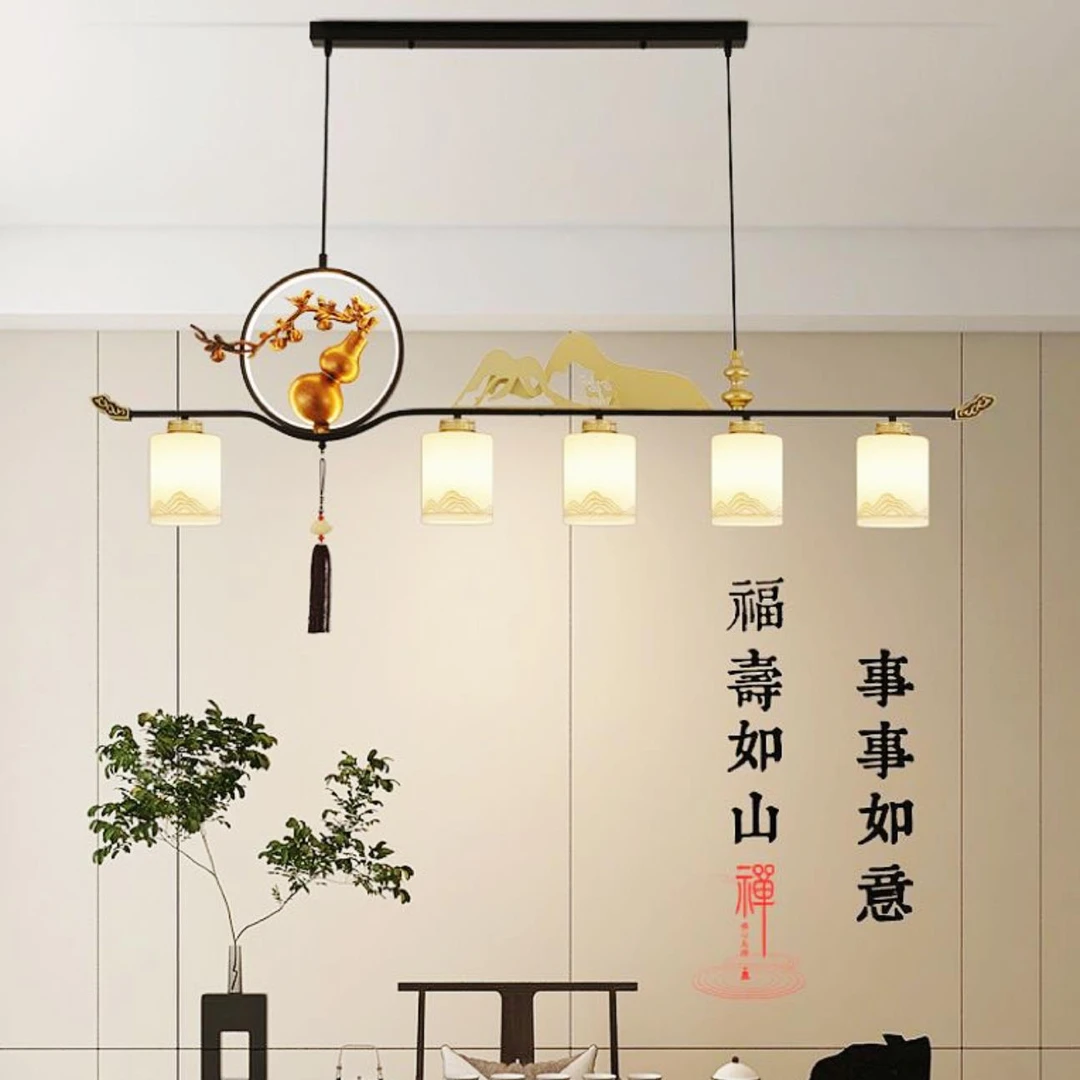 新中式茶室吊灯禅意艺术餐厅书房茶台吧台茶楼山水复古中国风灯具